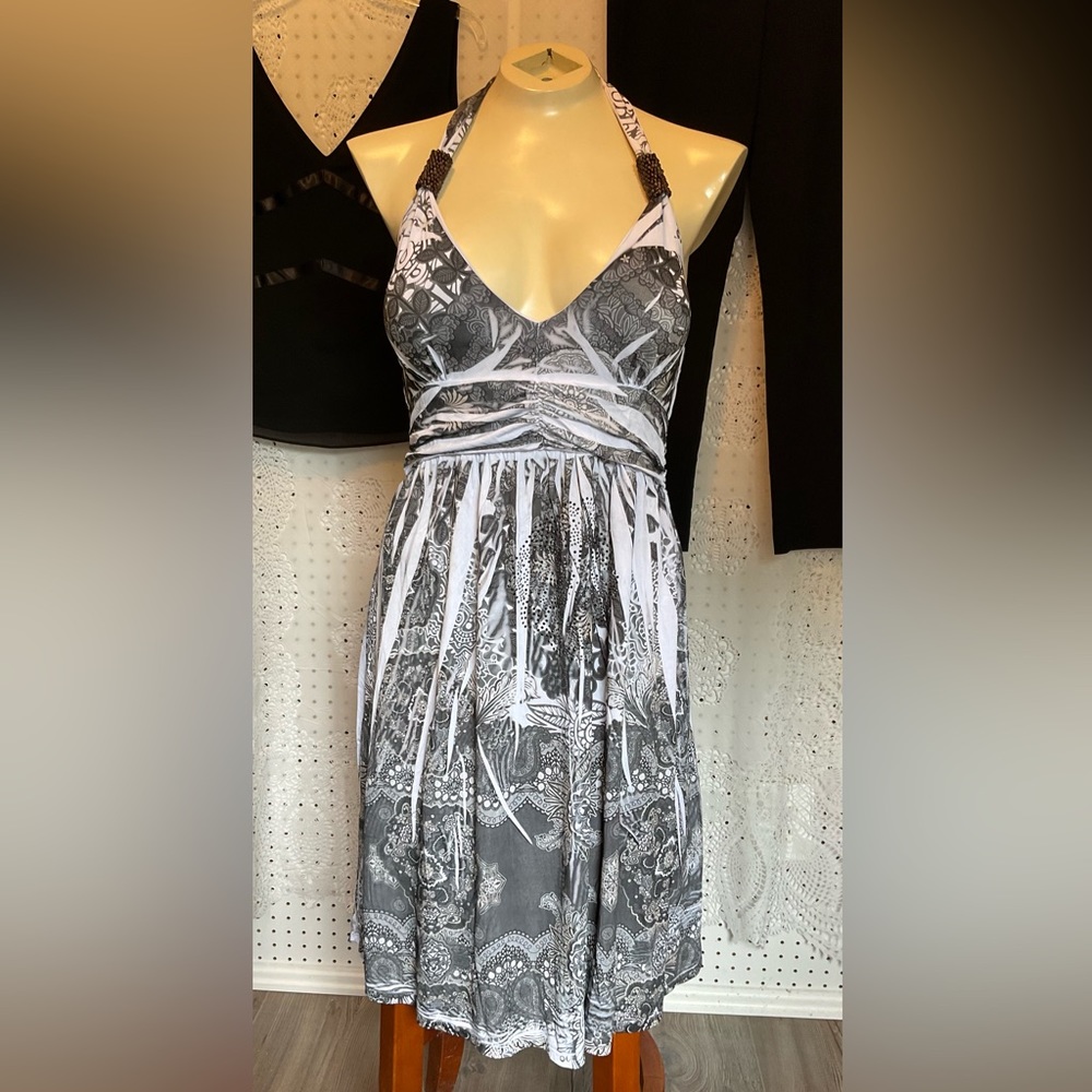 LAGACI Sun Dress Misses Sz M “Just for the Beach” Midi Embellished Beaded Straps